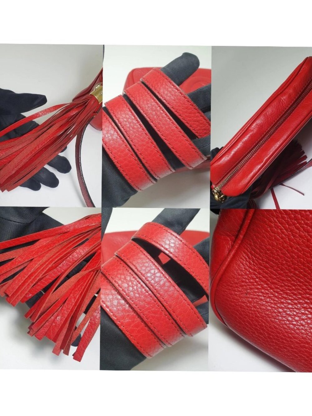 Authentic Gucci Soho Disco Small Leather Crossbody Red | GG Logo Camera Bag - Picture 8 of 12